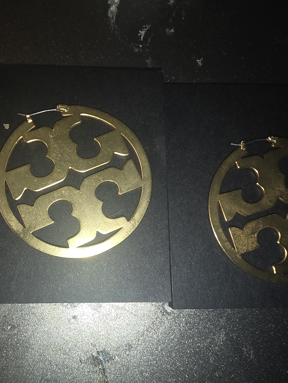Gold Tory Burch Round Cutout Hoop Earrings - Women's Fashion Accessories